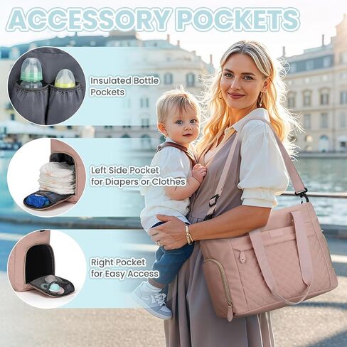 Diaper Bag Tote for Working Mom, Large Travel Baby Diaper Tote, Mommy Baby Bag for Boys and Girls in Kuwait