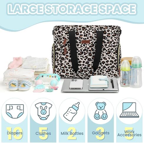 Diaper Bag Tote for Working Mom, Large Travel Baby Diaper Tote, Mommy Baby Bag for Boys and Girls in Kuwait