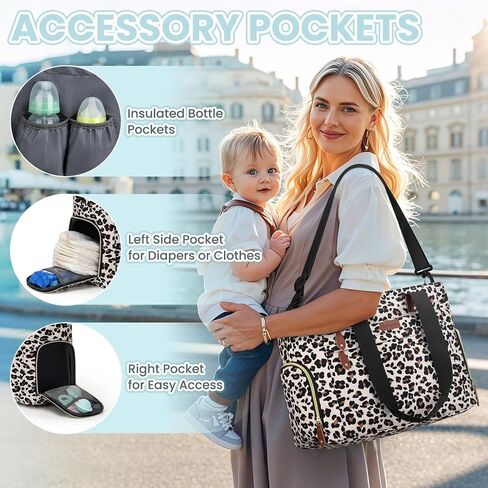 Diaper Bag Tote for Working Mom, Large Travel Baby Diaper Tote, Mommy Baby Bag for Boys and Girls in Kuwait