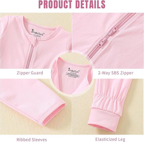 Jimonda Baby Sleeper Rompers,Unisex Boys Girls Zip-Front Pajamas One-Piece Footless Outfit 0-24 Months (Pack of 2 in Kuwait