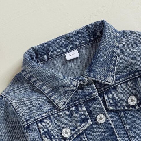 Toddler Baby Girls Jacket Bow Print Jean Jacket Lapel Button Down Denim Shirt Coat Outerwear Spring Clothes in Saudi Arabia