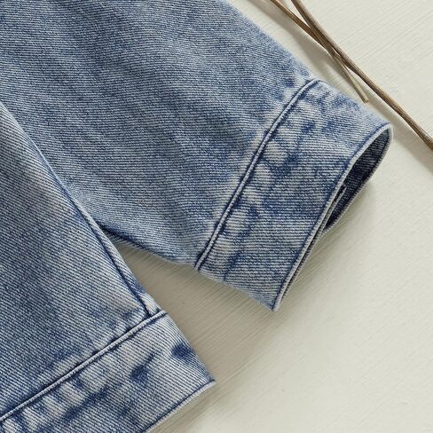 Toddler Baby Girls Jacket Bow Print Jean Jacket Lapel Button Down Denim Shirt Coat Outerwear Spring Clothes in Saudi Arabia