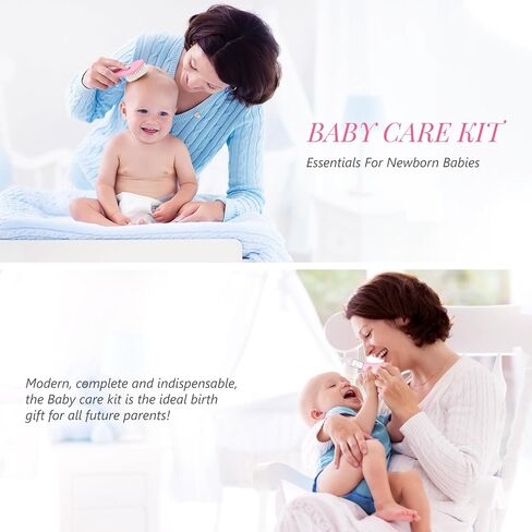 Baby Grooming Kit, 15 in 1 Portable Baby Safety Care Kit with Baby Brush and Comb Set Nail Clippers Nasal Aspirator etc for Nursery Newborn Infant Girl Boys Keep Clean Baby Essentials(Pink) in Saudi Arabia