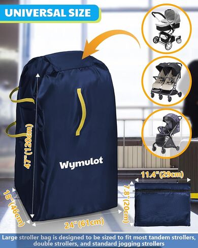 Large Stroller Bag for Airplane, Waterproof Stroller Travel Bag, Gate Check Stroller Bag for Single/Double Stroller Travel Bag with Handle and Drawstring Closure Stroller Cover (Black) in Saudi Arabia