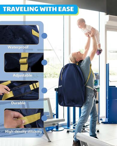 Large Stroller Bag for Airplane, Waterproof Stroller Travel Bag, Gate Check Stroller Bag for Single/Double Stroller Travel Bag with Handle and Drawstring Closure Stroller Cover (Black) in Saudi Arabia