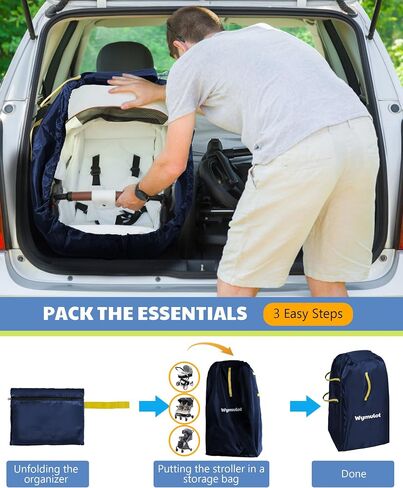 Large Stroller Bag for Airplane, Waterproof Stroller Travel Bag, Gate Check Stroller Bag for Single/Double Stroller Travel Bag with Handle and Drawstring Closure Stroller Cover (Black) in Saudi Arabia