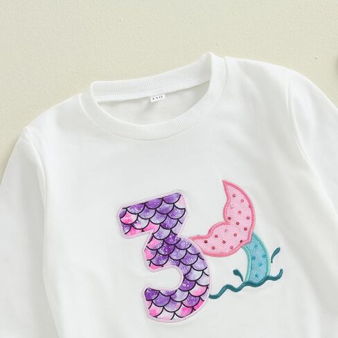 Toddler Baby Girl Mermaid Birthday Outfit 1st/2nd/3rd/4th/5th/6th Sweatshirt Tutu Skirts Kids Cake Smash Outfit in Saudi Arabia