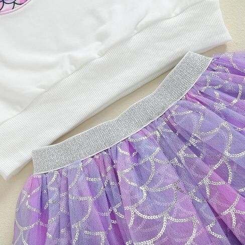 Toddler Baby Girl Mermaid Birthday Outfit 1st/2nd/3rd/4th/5th/6th Sweatshirt Tutu Skirts Kids Cake Smash Outfit in Saudi Arabia