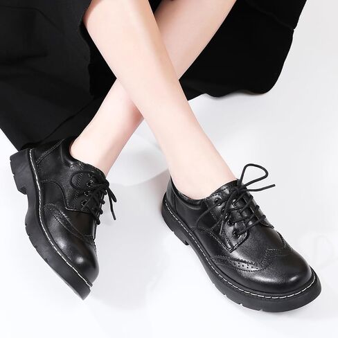 Women Oxford Shoes, Lace Up,Slip Resistant,Brogue Style,Platform Casual Comfort Work Office Dressy Business Shoes for Girls Ladies Women in Saudi Arabia