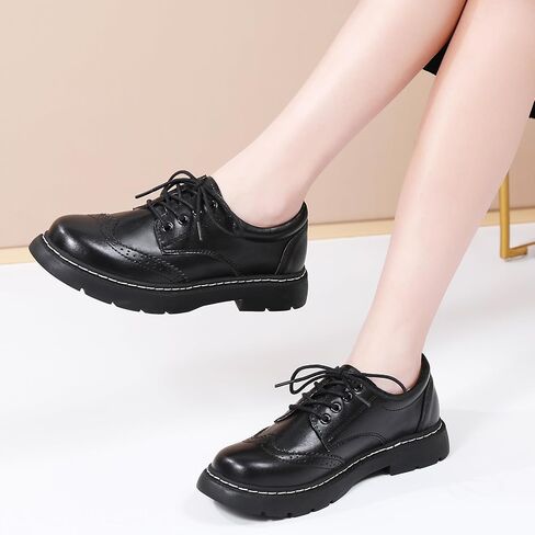 Women Oxford Shoes, Lace Up,Slip Resistant,Brogue Style,Platform Casual Comfort Work Office Dressy Business Shoes for Girls Ladies Women in Saudi Arabia