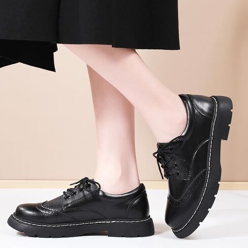 Women Oxford Shoes, Lace Up,Slip Resistant,Brogue Style,Platform Casual Comfort Work Office Dressy Business Shoes for Girls Ladies Women in Saudi Arabia