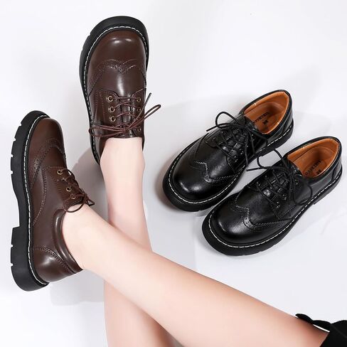Women Oxford Shoes, Lace Up,Slip Resistant,Brogue Style,Platform Casual Comfort Work Office Dressy Business Shoes for Girls Ladies Women in Saudi Arabia