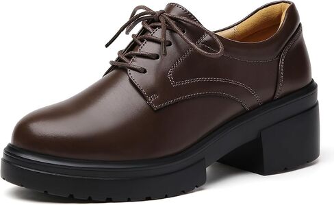 Platform Oxfords for Women Chunky Oxford Heels Women's Pumps Lace Up Shoes Office Work Ladies Casual Business Dress Shoes in Saudi Arabia
