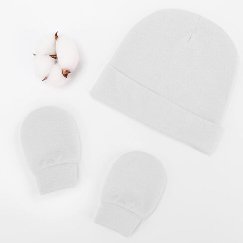 Baby Hats and Mittens Set Toddler Beanie Infant Cap Gloves Newborn Hospital Hats for Baby Boys Girls Essentials 0-6 Months in Kuwait