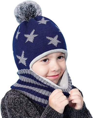 Baby Girls Boys Winter Hat Scarf Earflap Hood Scarves Toddler Kids in Saudi Arabia