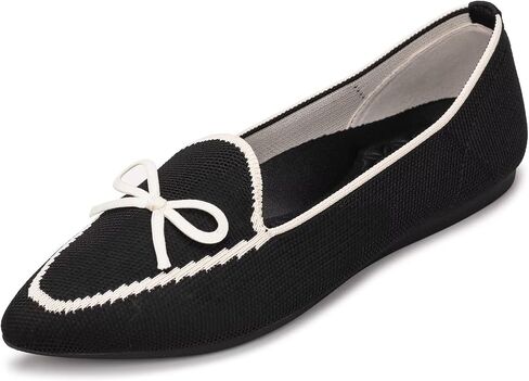 Bejinash Women's Loafer Flats عرضية متماسكة من النسيج خفيفة الوزن أحذية أنيقة قابلة للغسل أنيقة أحذية الدانتيل ذات الدانتيل ذات الدانتيل. in Kuwait