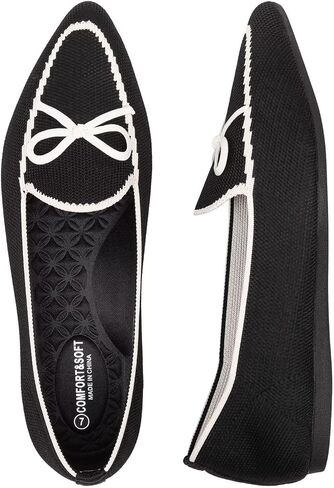 Bejinash Women's Loafer Flats عرضية متماسكة من النسيج خفيفة الوزن أحذية أنيقة قابلة للغسل أنيقة أحذية الدانتيل ذات الدانتيل ذات الدانتيل. in Kuwait