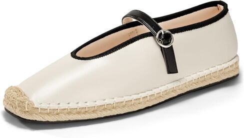 Coutgo Womens Espadrilles Mary Jane Flats Closed Sqaure Toe Mesh Ballet Flats Comfortable Dress Shoes in Kuwait