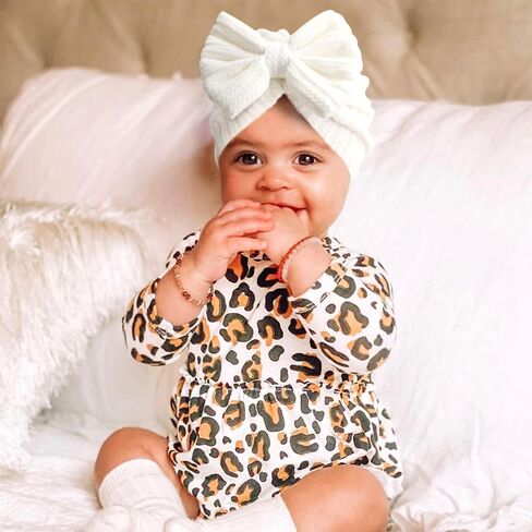 DRESHOW BQUBO 3 Pieces Newborn Baby Turban Hats Bow Baby Infant Beanie Breathable Toddler Cap for Baby Girls in Kuwait