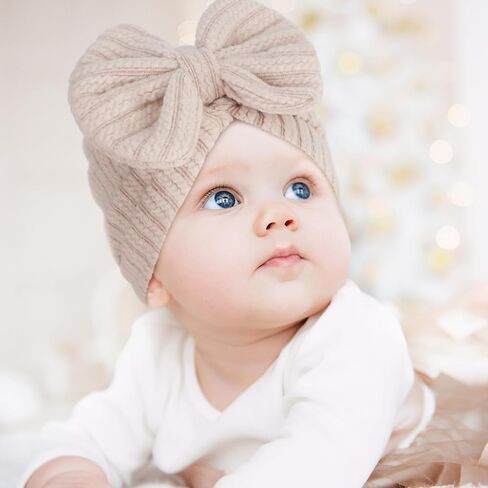 Dreshow Bqubo 3 قطع القبعات الولادة المولودة عمامة القوس رضيع الأطفال الرضيع قبعة صغيرة القبعة طفل صغير للبنات in Kuwait