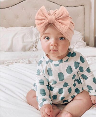 DRESHOW BQUBO 3 Pieces Newborn Baby Turban Hats Bow Baby Infant Beanie Breathable Toddler Cap for Baby Girls in Kuwait