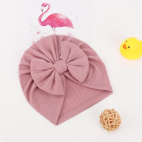 DRESHOW BQUBO 3 Pieces Newborn Baby Turban Hats Bow Baby Infant Beanie Breathable Toddler Cap for Baby Girls in Kuwait