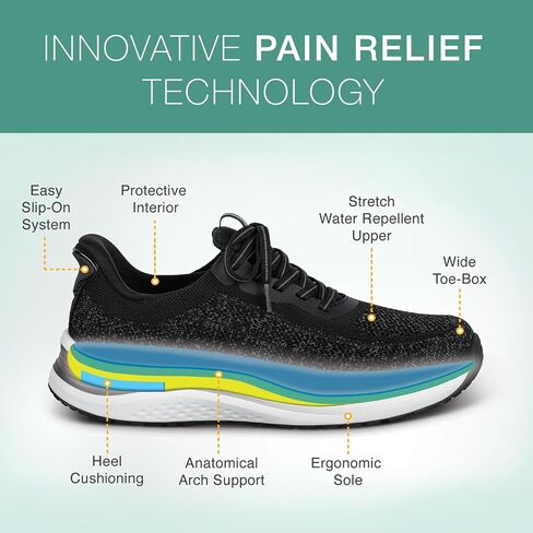 Orthofeet Nira Orthopedic Women's Sneaker | Hands-Free Water-Repellent Slip-On Stretchable Walking Shoe with Soft Padded Ergonomic Cushioning, Arch Support, Wide Toe Box in Saudi Arabia