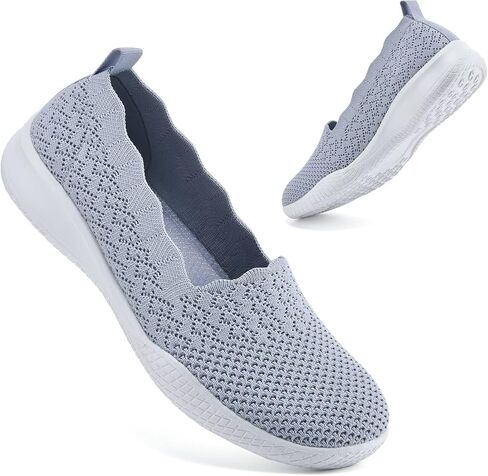 poemlady Women's Walking Shoes - Mesh Slip on Sneaker Knit Round Toe Casual Memory Foam Low Wedge Nurse Shoes for Work in Kuwait