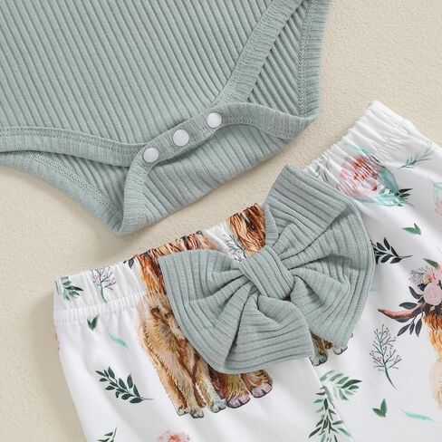 MERSARIPHY Newborn Baby Girl Clothes Ribbed Knit Ruffle Romper Bodysuit Bell-Bottom Pant Set 3Pcs Infant Fall Winter Outfits in Saudi Arabia