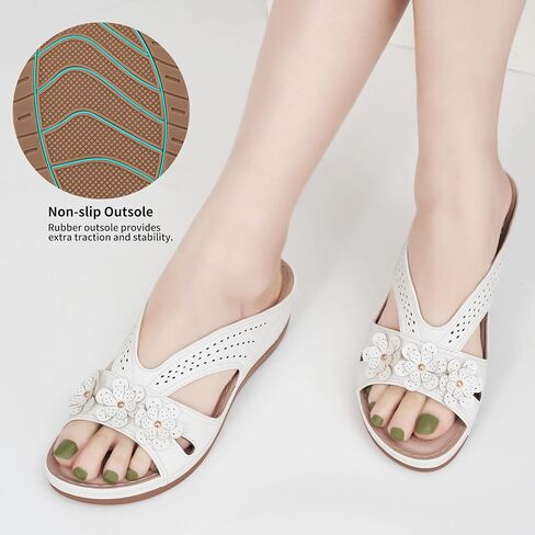 صندل Ecetana for Women Wedge Shoes: انزلاق على Slisty Summer Slides Slides Sandals Lightweight Memory Foam Platform in Kuwait