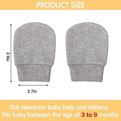 6 Pairs Newborn Baby Mittens No Scratch Gloves Infant Toddler Anti Scratch Essentials Unisex Cotton for 3-9 Months Girls Boys (Light Gray, White, Beige, Light Pink, Light Orange, Light Purple, Solid) in Saudi Arabia