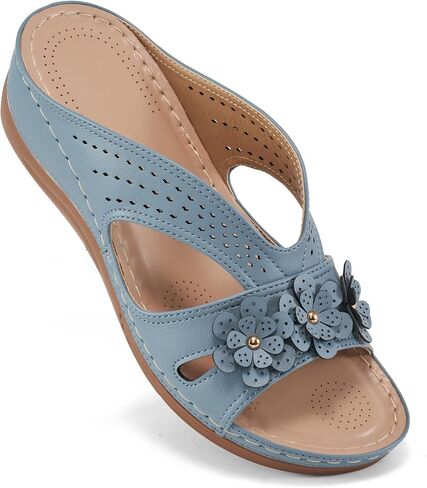 صندل Ecetana for Women Wedge Shoes: انزلاق على Slisty Summer Slides Slides Sandals Lightweight Memory Foam Platform in Kuwait
