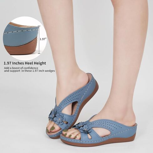 صندل Ecetana for Women Wedge Shoes: انزلاق على Slisty Summer Slides Slides Sandals Lightweight Memory Foam Platform in Kuwait