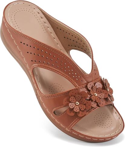 صندل Ecetana for Women Wedge Shoes: انزلاق على Slisty Summer Slides Slides Sandals Lightweight Memory Foam Platform in Kuwait