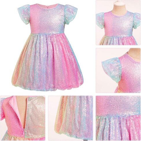 IDOPIP Toddler Baby Girls Sequin Ombre Dress Rainbow Princess Birthday Party Sparkly Dresses Pageant Wedding Tutu Gown 9M-6T in Kuwait