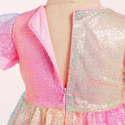 IDOPIP Toddler Baby Girls Sequin Ombre Dress Rainbow Princess Birthday Party Sparkly Dresses Pageant Wedding Tutu Gown 9M-6T in Kuwait