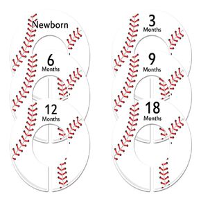 6 Baseball C196 Baby Boy Nursery Clothing Size Closet Dividers (1.25 Inch Rod)