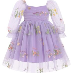 IBTOM CASTLE Infant Girls First Birthday Dress Flower Girl Dress Cake Smash Floral Embroidery Princess Dress