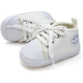 Baby Learning Shoes, Bear Style Canvas Shoes with Polar Fleece Lining, Warm & Non-Slip, Autumn and Winter
