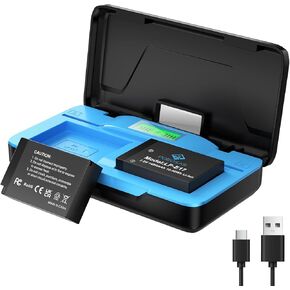 LP-E17 Battery for R50, 2-Pack 1400mAh with USB-C 20W Fast Dual Channel Charge Case for EOS R100 R50 RP R10, Rebel T8i T7i T6i SL2 SL3, EOS M6 M5 M3 200D 250D 800D Camera, Magnetic Snap Cover