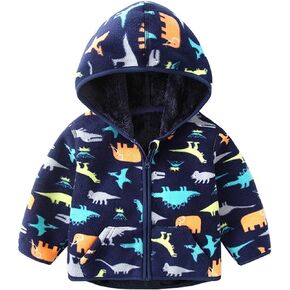 Little Boys Girls Fuzzy Fleece Jacket Full-Zip Polar Winter Warm Coats with Pockets Bear Ear Hooded Faux Fur Outwear