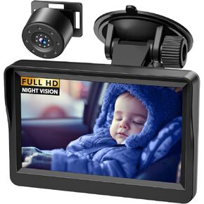7" Baby Car Camera, FHD IR Night Vision Baby Car Mirror - IPS Display Rear Facing Monitor with 178° Wide Angle, Safe Driving for New Parents, Infants, Kids & Toddlers