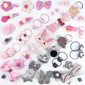 Baby Girl's Hair Clips Cute Hair Bows Baby Elastic Hair Ties Hair Accessories Ponytail Holder Hairpins Set for ittle Girls Teens Toddlers,48 pieces Pack (Indianred & Navy Blue)
