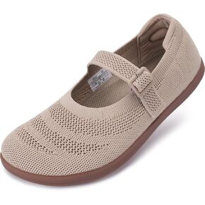WHITIN Women's Barefoot Mary Jane Flats + Wide Toe Box + Zero Drop Sole + Adjustable Straps