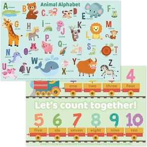 Disposable Placemats for Baby, Toddlers and Kids, 40 Disposable Baby Placemats for Restaurant, Dining Table & Travel, Learning Placemats for Kids, Toddler Travel Essential, Animals ABC & Numbers in Kuwait