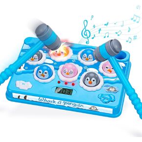 FS Whack Penguin Toys for Ages 3-5 Year Old Boys and Girls, Whack A Mole Game for Toddler,Interactive Educational Toys for 3 4 5 6 Year Old Boy Girl, Whack Mole Toy for Kid with 2 Hammers, 36 Levels