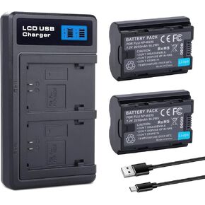 NP-W235 2400mAh Battery, 2 Packs, Compatible for Fujifilm X-T5, X-T4, VG-XT4, X-H2S, X-H2, GFX50S II, GFX100S, GFX100II, X-S20 Camera Battery Charger Set with Dual Slot USB Charger, Camera Batteria