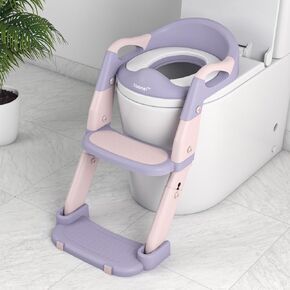 3-in-1 Toddler Potty Training Toilet Seat with Splash Guard, Anti Slip Pad, and Step Stool for Kids Boys Girls (Gray)