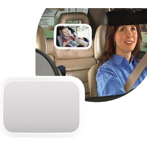 Baby Car Mirror with Light, 360° Adjustable Rear Facing Car Seat Mirror, Voice Control Safety Car Seat Mirror for Baby Rear Facing Infant with Wide Crystal Clear View, Shatterproof, Fully Assembled.