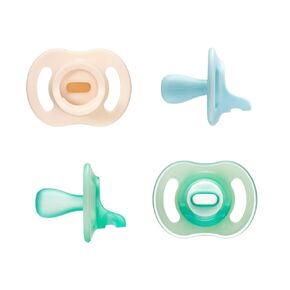 Tommee Tippee Ultra-Light Day and Night Pacifiers, One-Piece Silicone Design, Soft Skin Feel 0-6m, 4 Pack